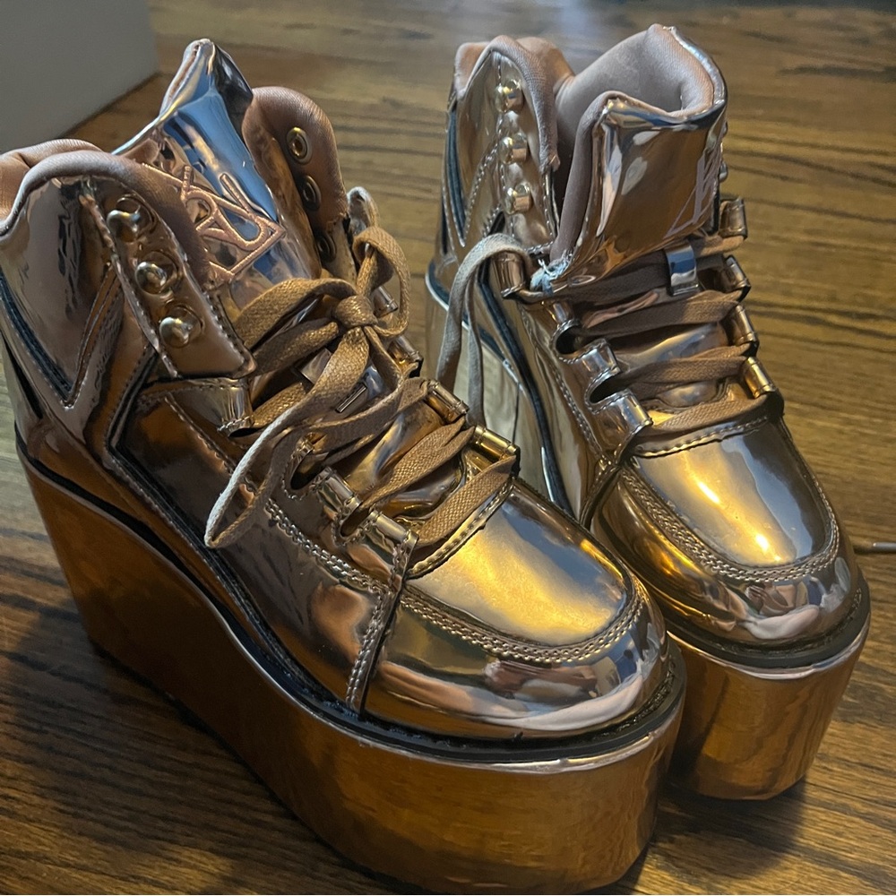 YRU Metallic Gold Platform Shoes